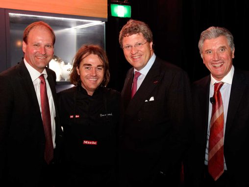 Dr Markus Miele, spokeschef Shannon Bennett, Dr Reinhard Zinkann and Miele Australia MD Michael Jeanes.