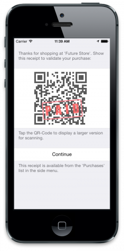 Tillless Shopper App provides shoppers with a receipt to have their purchase validated.