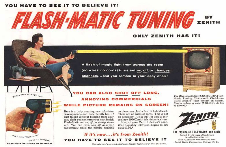 Zenith Flash-Matic: a revolutionary innovation for TV users in the 1950s.