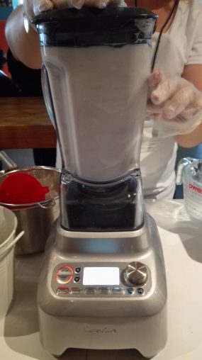 Activated almonds in the process of being made into almond milk