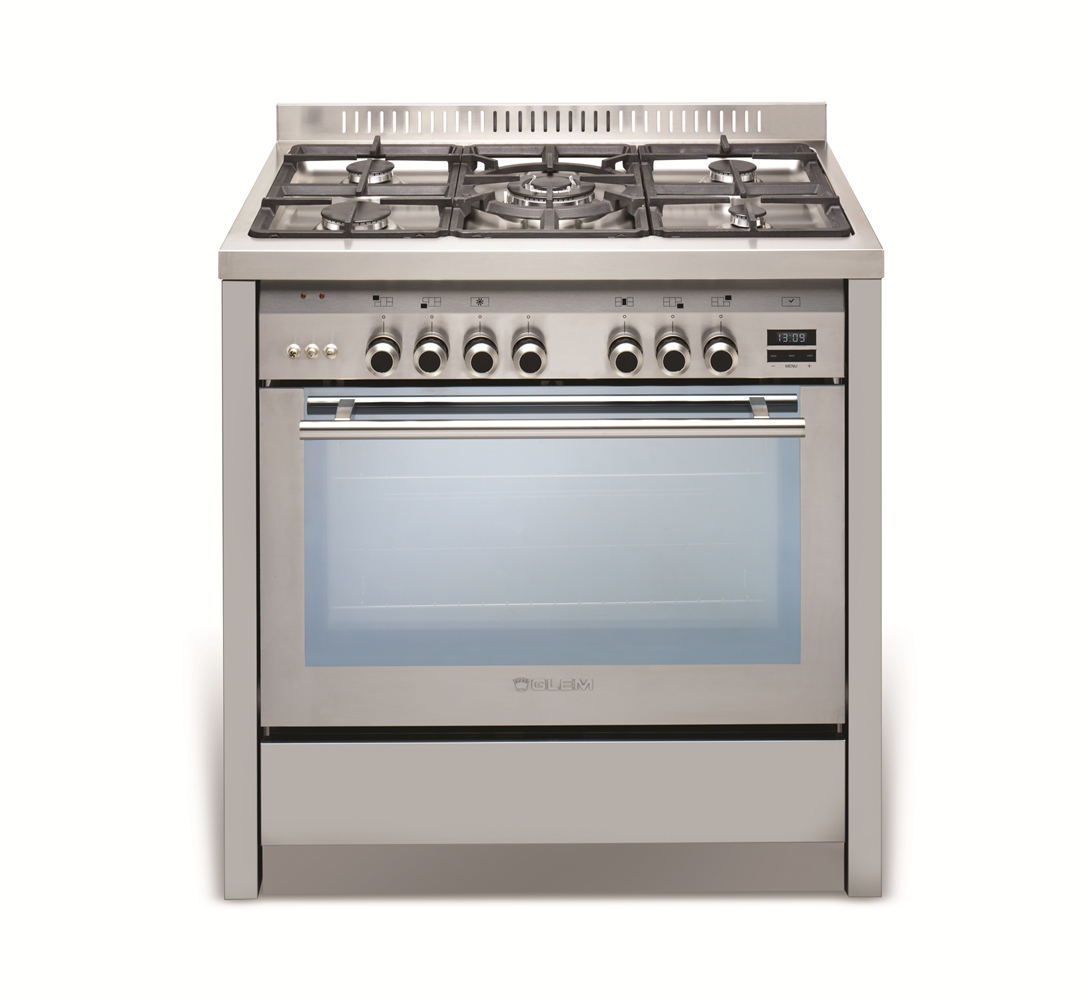 Glem 90-centimetre Monolith Dual Fuel Cooker (ML96PROEI3) Why: Premium made with stainless steel construction, a 5-burner gas cooktop and a triple glass oven door. How Much: RRP $3,499