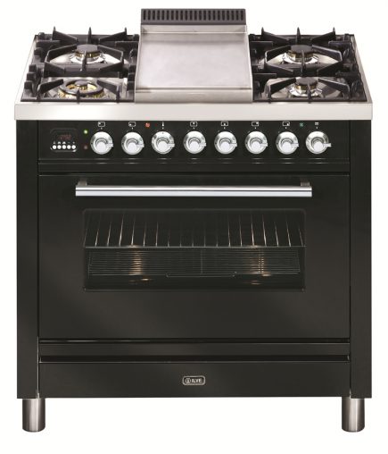 ILVE Quadra Cooker with Teppanyaki Plate in Gloss Black (PW90FMP) Why: Featuring ILVE’s trademark teppanyaki hob, this 90-centimetre, 110-litre oven has triple glazed tinted glass door for safer and cooler door temperatures. How Much: RRP $7,769