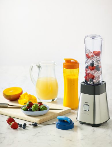 Sunbeam Blender On The Go (PB2000, RRP 59.95) is a quick and easy way to blend ingredients directly in a drink bottle. Includes two 600-millilitre BPA free bottles that are lightweight, dishwasher safe and an extra wide drinking spout.