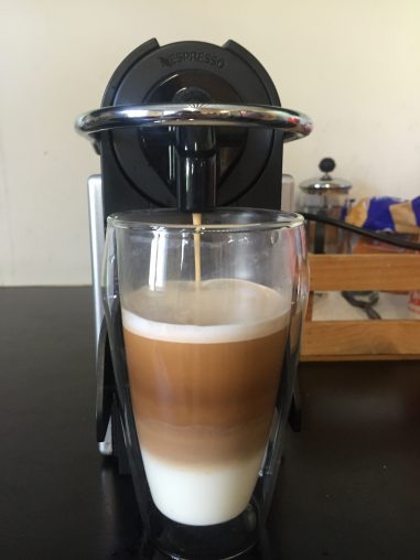 Hazelnut Dessert being prepared on a Nespresso Pixie.
