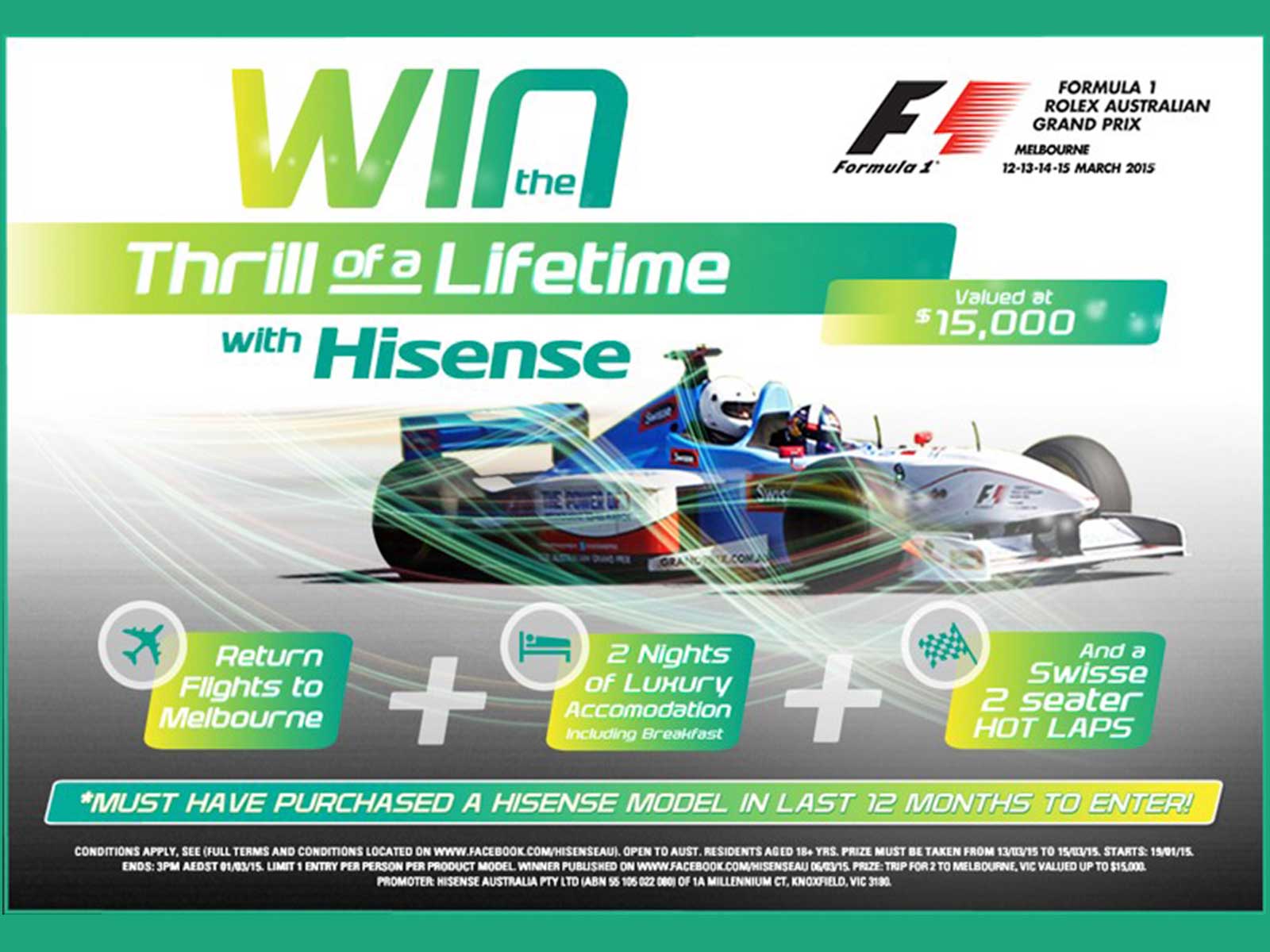 Hisense rewarding existing customers with a hot lap at the Australian F1 Grand Prix Appliance