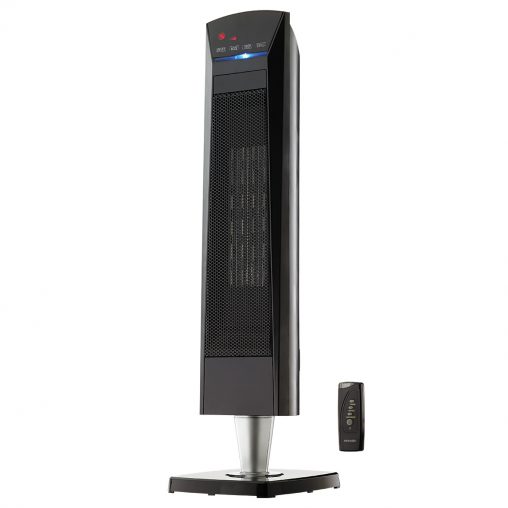 Heller 2000W Ceramic Tower Heater with LED Display (CTH5137, RRP $99.95), with two power settings, an LCD touchscreen and a remote control.