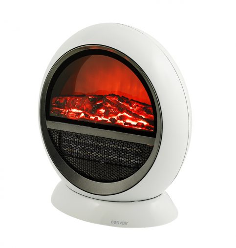 Convair Luxury Fireplace Ceramic Fan Heater (CFH01), with two heat settings and an easy carry handle.